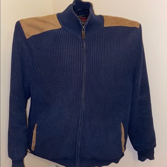 Orvis Mens Cardigan Patch Sweater Size 